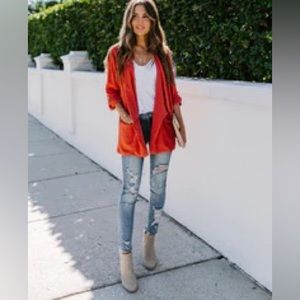 Red Linen Blazer